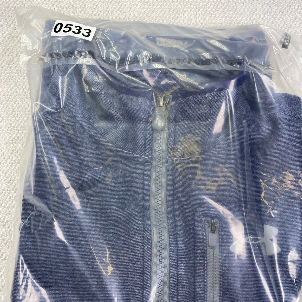 Under Armour Full Zip Vest Kids Youth Large Blue Heathered HeatGear 1259700